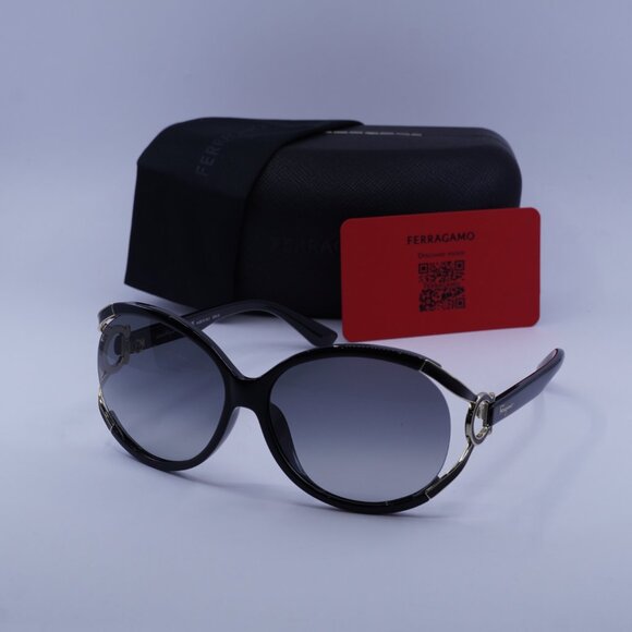 Salvatore Ferragamo SF600S 001 Oval Sunglasses - Black/Grey